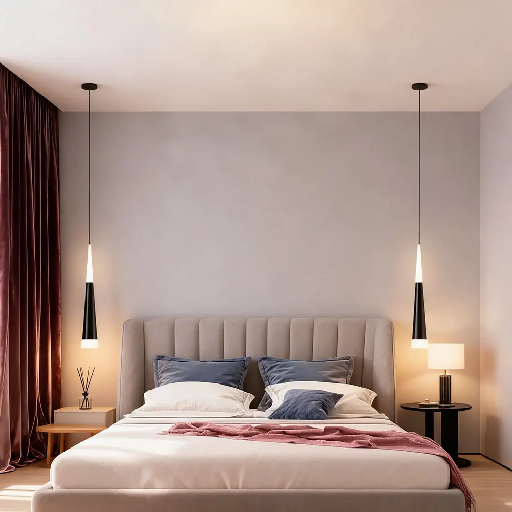 Nordic LED Long Pendant Lamp Adjustable Hanging Wire for High Ceiling Bedroom Dining Living Room Study Indoor Home Decor Light