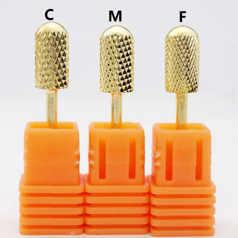 Easy Nail 3/32'' Professional Carbide Nail Drill Bit Fine 3 Size Dome Round Top Electric Nail File Gold Drill Bit Hot Selling