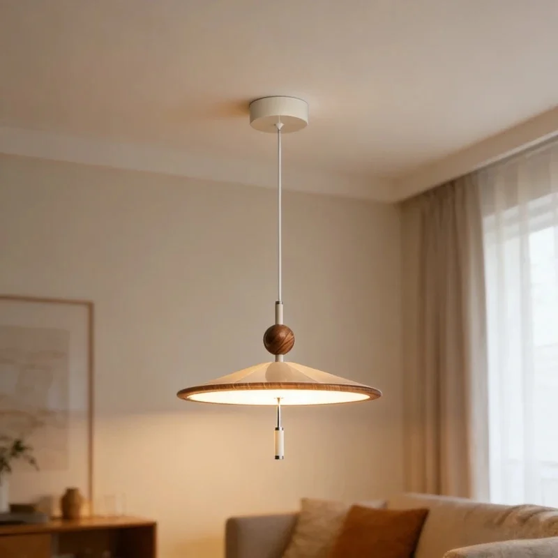 Nordic Wood Grain Pendant Light Modern Hanging Lamp E27 Adjustable Suspension Light For Kitchen Island Dining Room Home Decor