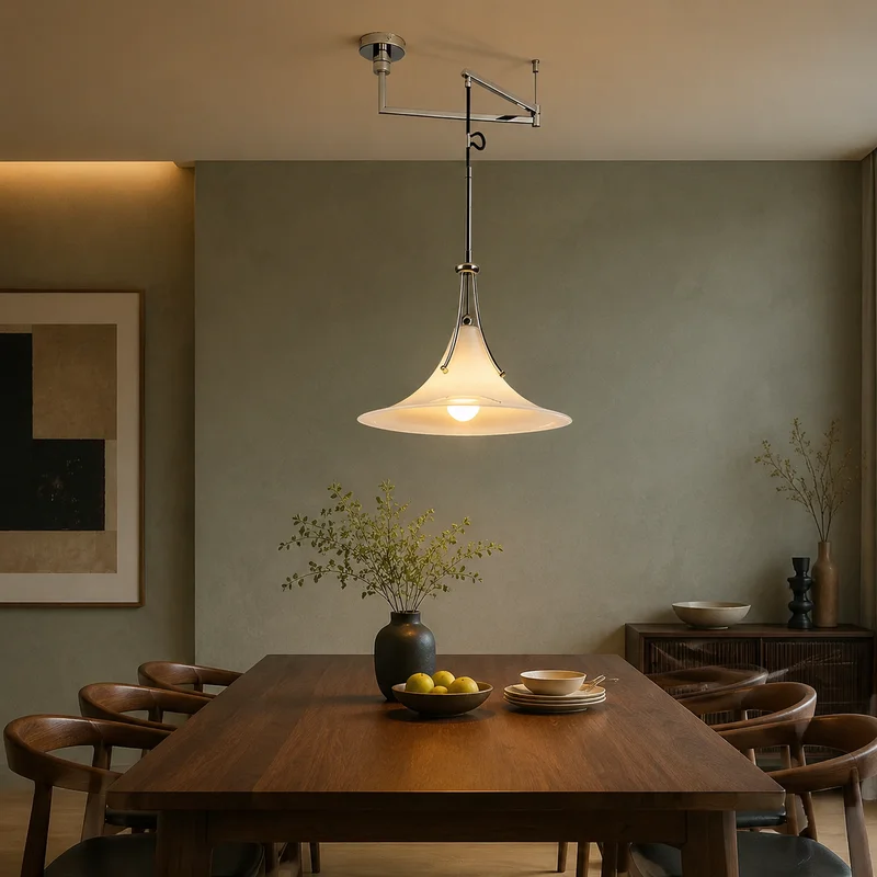 Nordic Glass Sculptural Adjustable Height Hanging Fixture For Modern Dining Room Kitchen Island Home Decor Indoor Pendant Lamp
