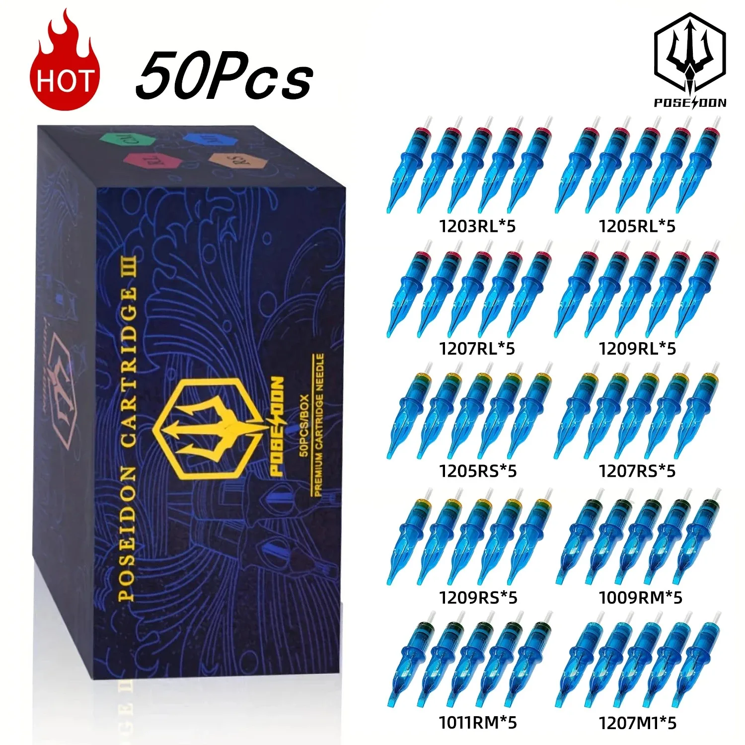 Tattoo Needle POSEIDON V3 50Pcs Mix Tattoo Needle For Permanent Makeup Tattoo Machine Disposable Tattoo Needle Tattoo Supplies