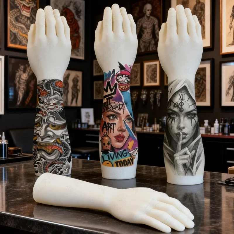 Silicone Tattoo Practice Arm Fake Forearm Skin Model Tattoo Artist Practice Display Permanent Makeup Tattoo Machine Accesories