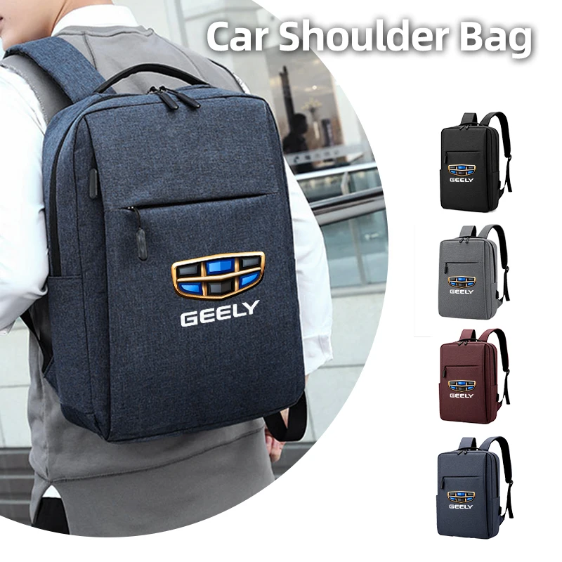 Car USB-Charging Oxford Cloth Backpack Laptop Bag Auto Accessories For Geely Atlas SUV Boyue Borui Coolray Emgrand NL3 EX7 X7