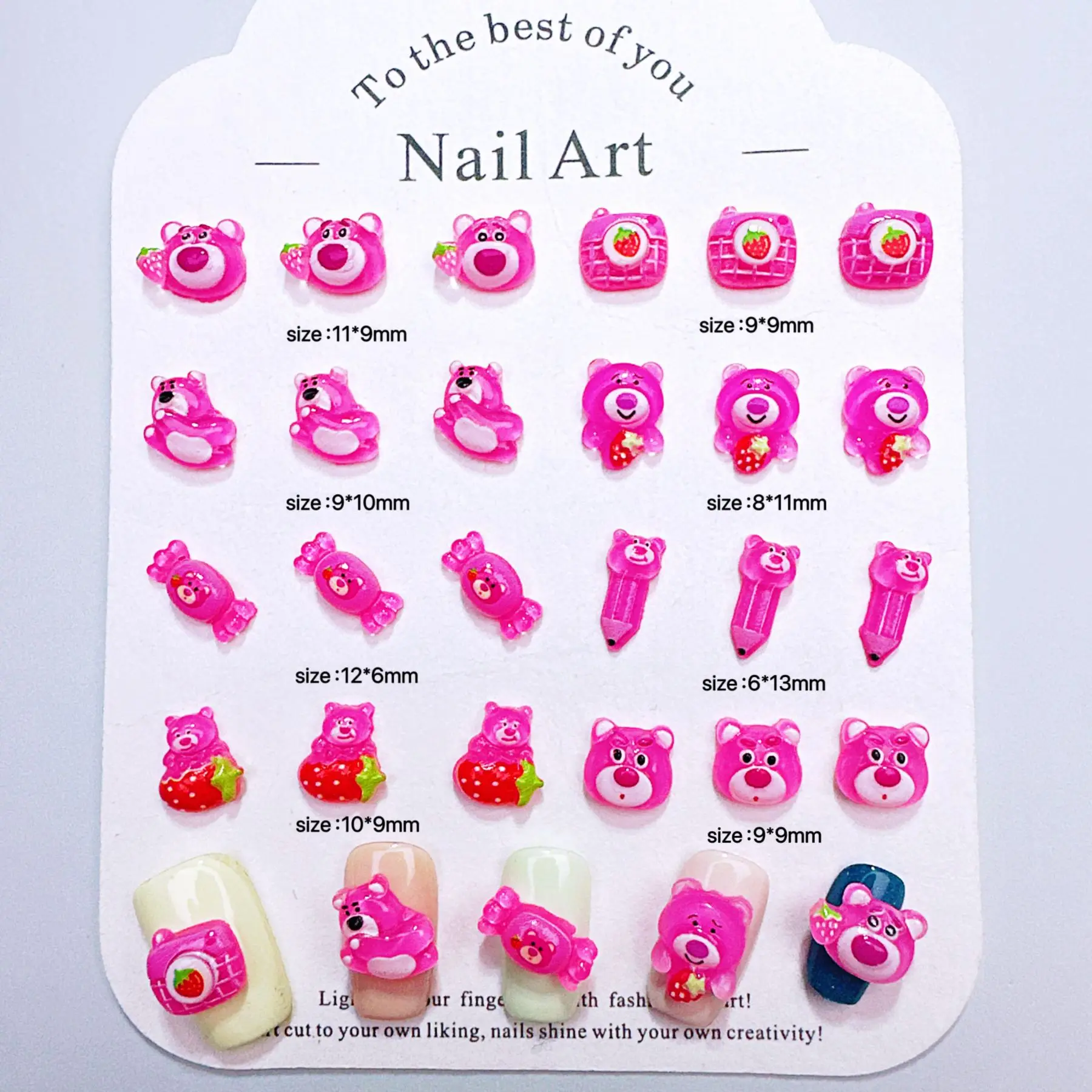 100Pcs/bag Cute Bear Nail Charms - Pink Fruit Candy & Camera Resin Press-On Nail Decor, Cute Kawaii Manicure Accessories