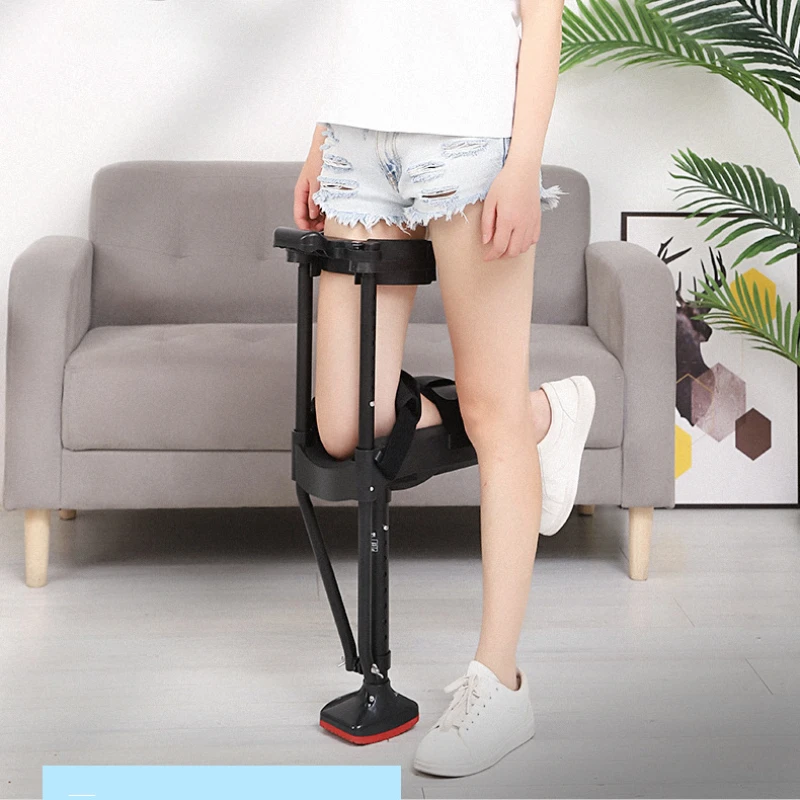 Knee Crutch Adjustable Hands Free Walking Aid Telescopic Leg Support Walker Mobility Aid for Injury Recovery Rehabilitation