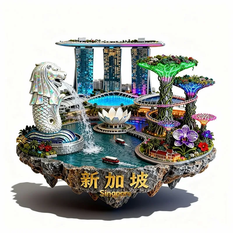 Singapore Fridge Stickers Metal Alloy Material Marina Bay Sands Merlion Fridge Magnets Birthday Gifts Home Decoration