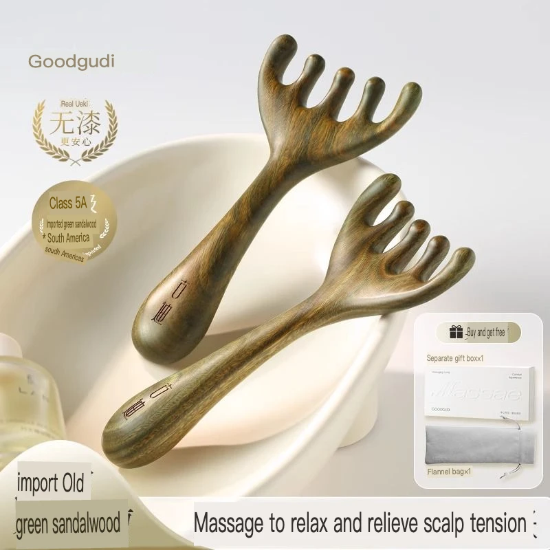 Gudi Five-Claw Head Multi-functional Sandalwood Massage Comb Natural Scalp Meridian Care Tool