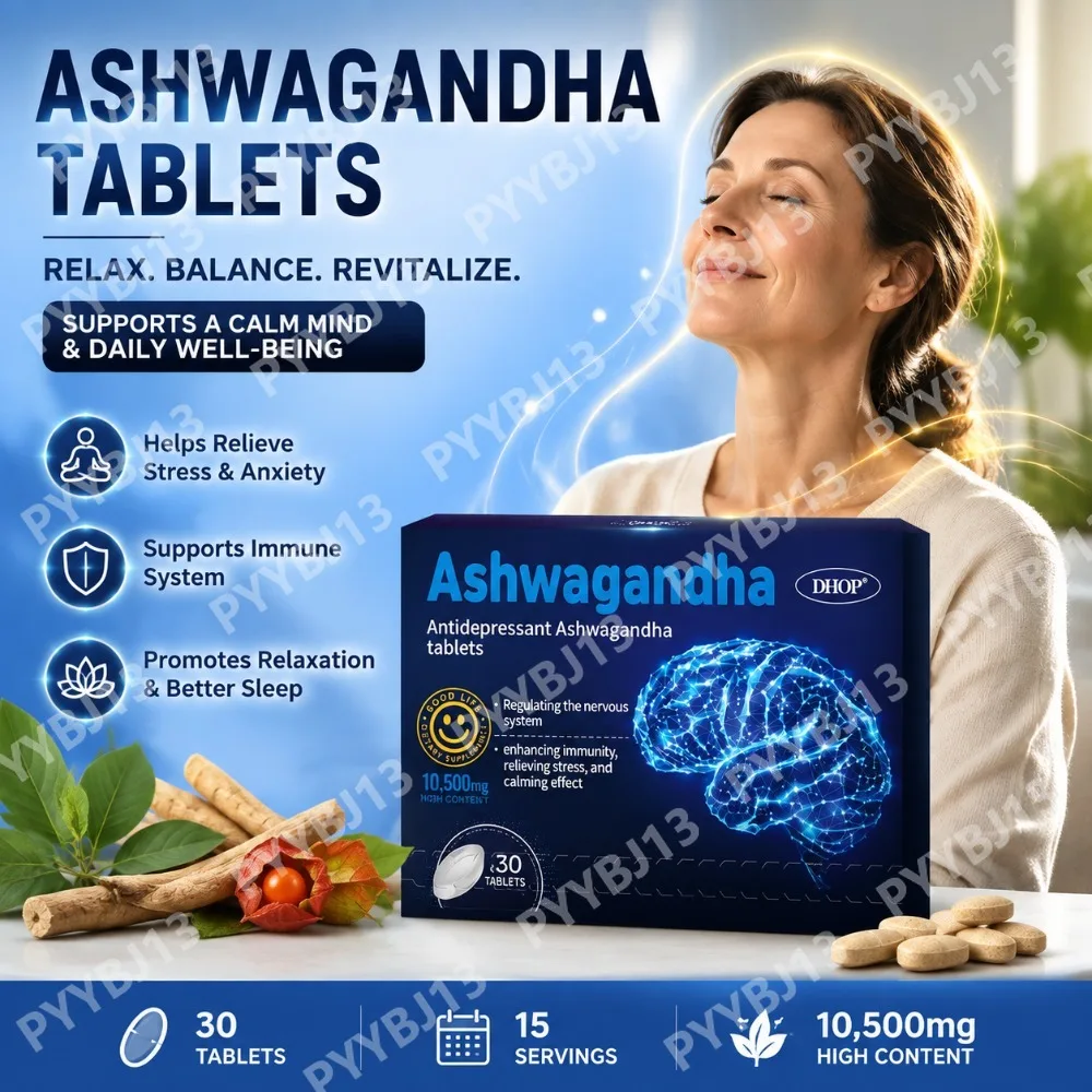 DHOP Organic Ashwagandha Tablets for Stress Relief Mood Support Daily Wellness Formula for Calm and Relaxation 30 Count Adults