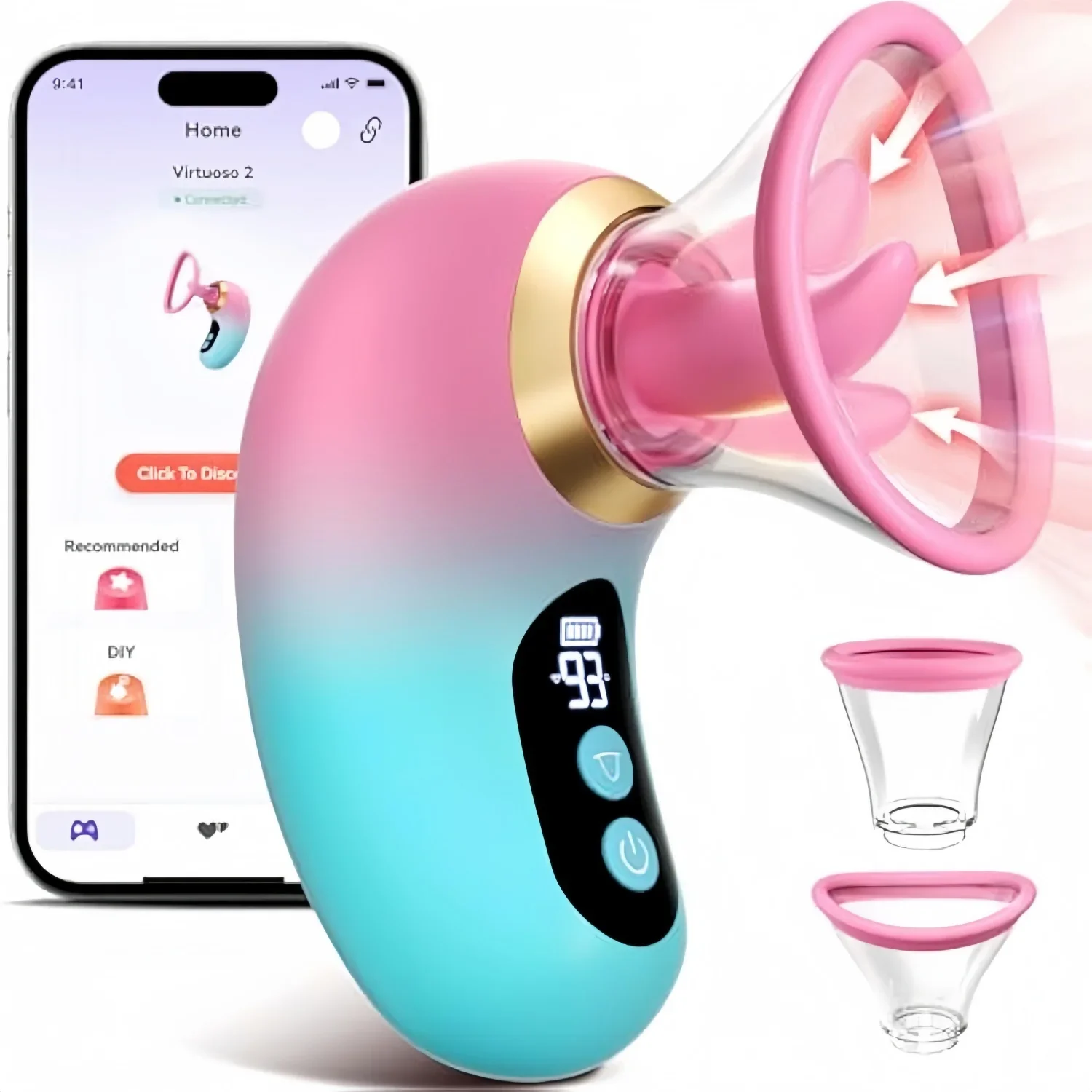 130-5 Combined 1-Suction Vibrating Rod - Lip Licking for Vagina - G-spot Massager - Adult Product - Female Self-Pleasuring Toy