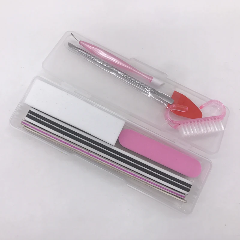 8 pcs/Lot Nail Art Files Tools  Brush Buffer Block Cuticle Pusher Dead Skin With Box Pilosh Acryl Manicure Kit Professionele Set
