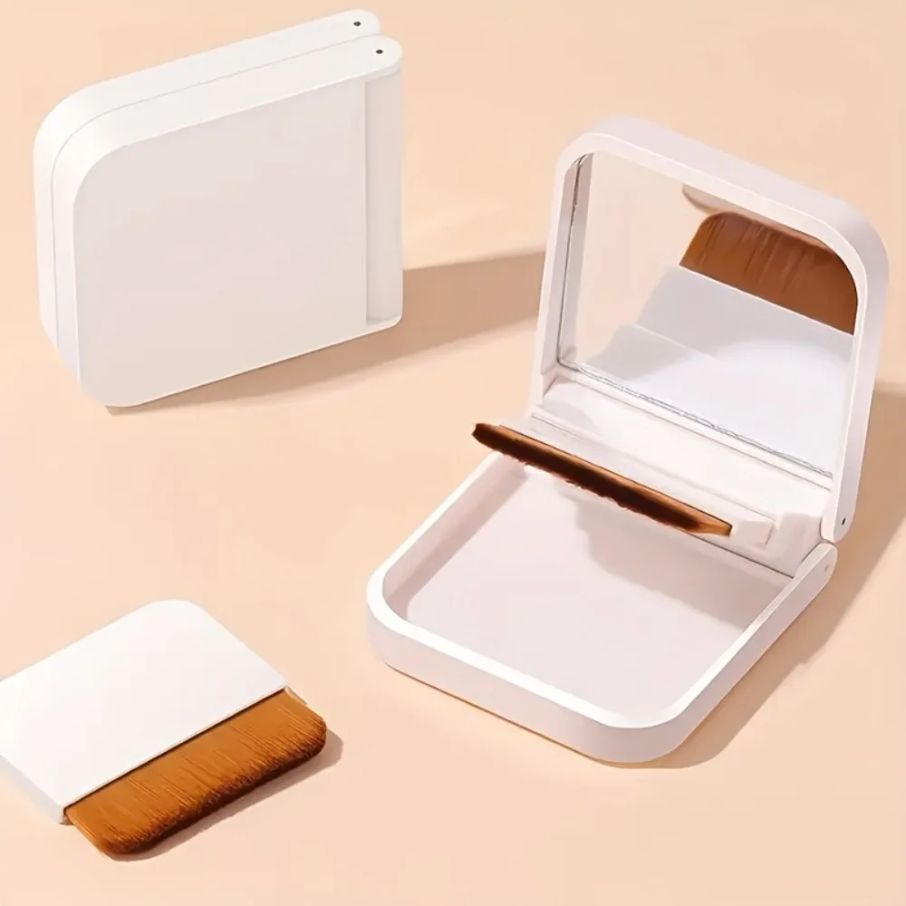 Ultra-thin Compact Foundation Brush With Mirror Box 2Pcs Flat-head Makeup Brush No Trace Professional Makeup Artist Beauty Tools