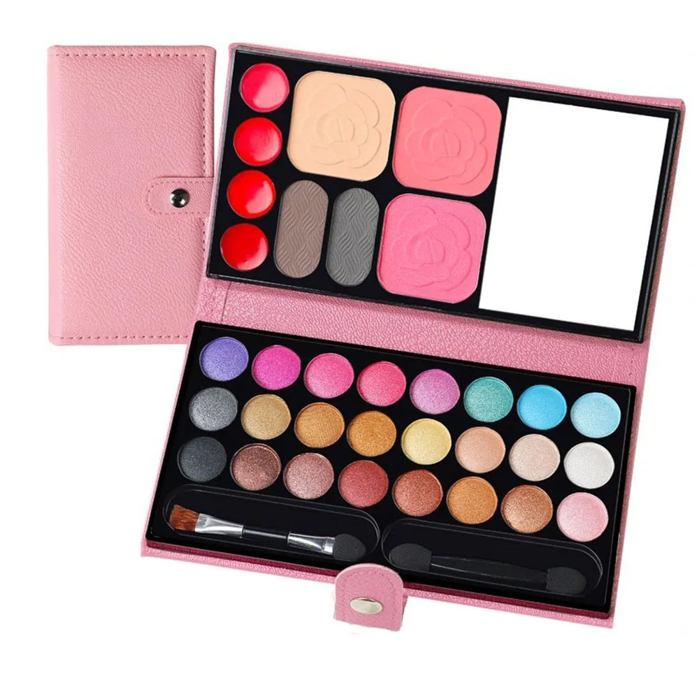 33 Colors Eyeshadow Palette Glitter Blusher Lipstick Makeup Dispensing Box Professional with Mirror Brush Cosmetics Palette