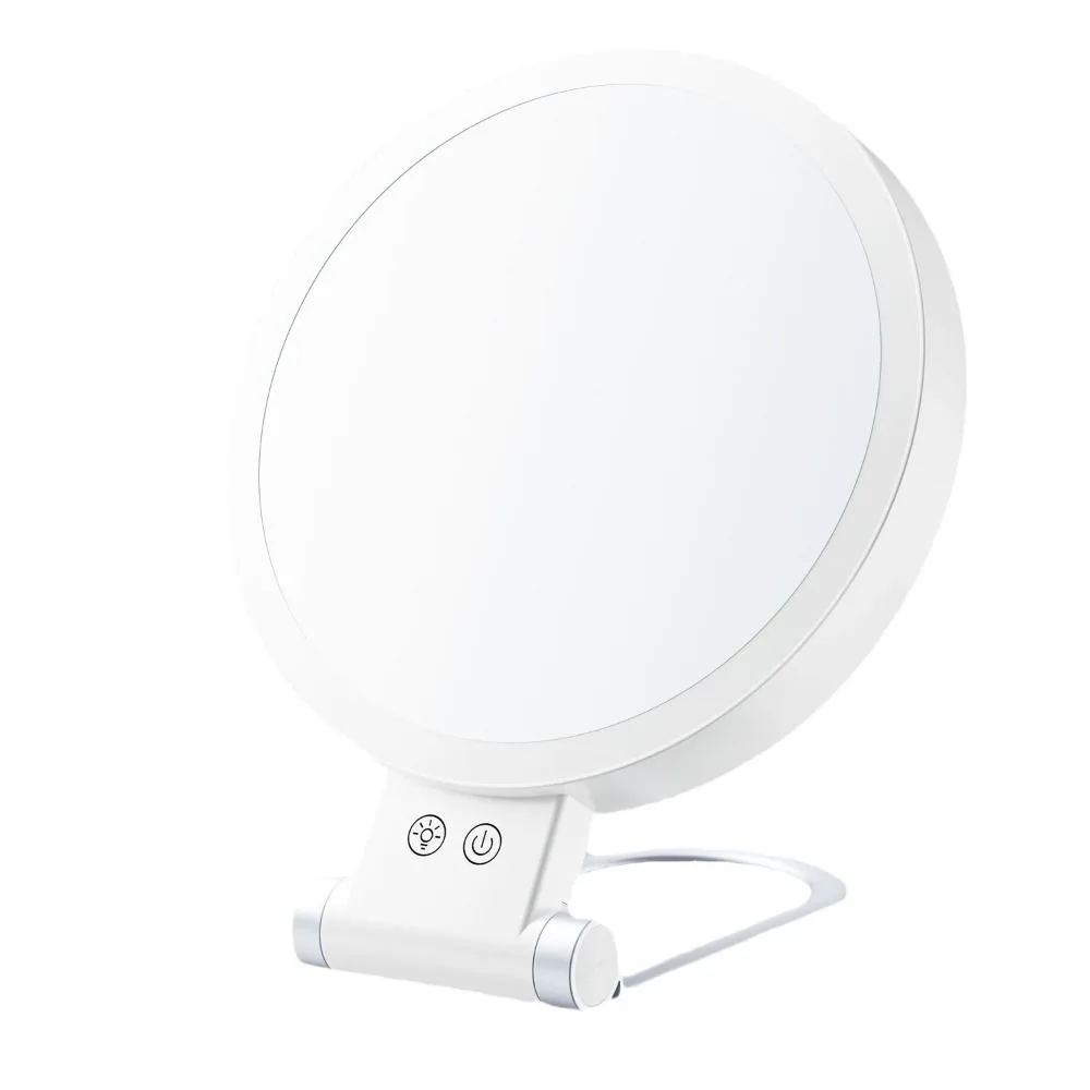 New 3 Color Modes Magnifying Mirror with Light Double-Sided Makeup Mirror 10X/20X Adjustable Brightness Foldable Travel Mirror