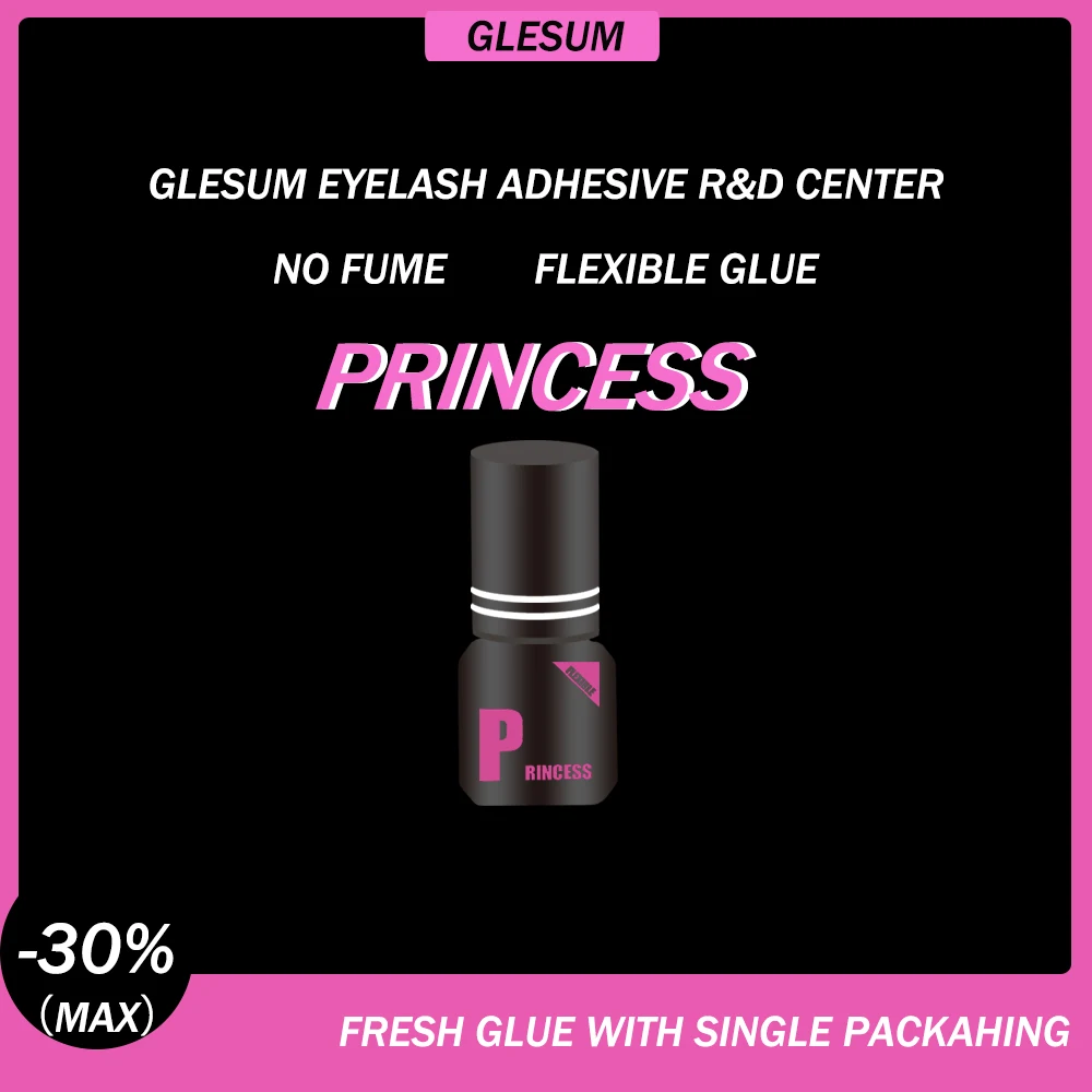 Glesum Eyelash Glue Princess 0.5s-1s Dry Oil And Water Resistant Retention Time 7-9 Weeks Soft Eyelash Adhesive