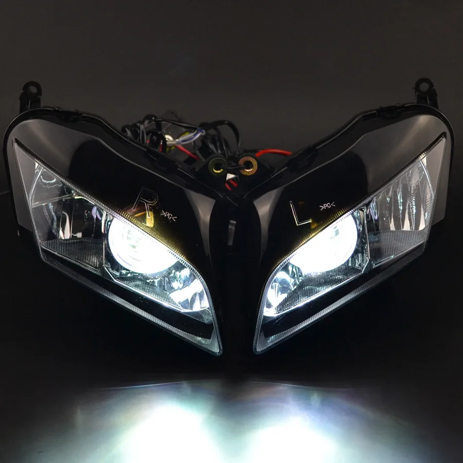 Modified Motorcycle LED Angel Eye Head Light Custom HID Bi-Xenon Projector Headlight Assembly For Honda CBR600RR 2007-2012