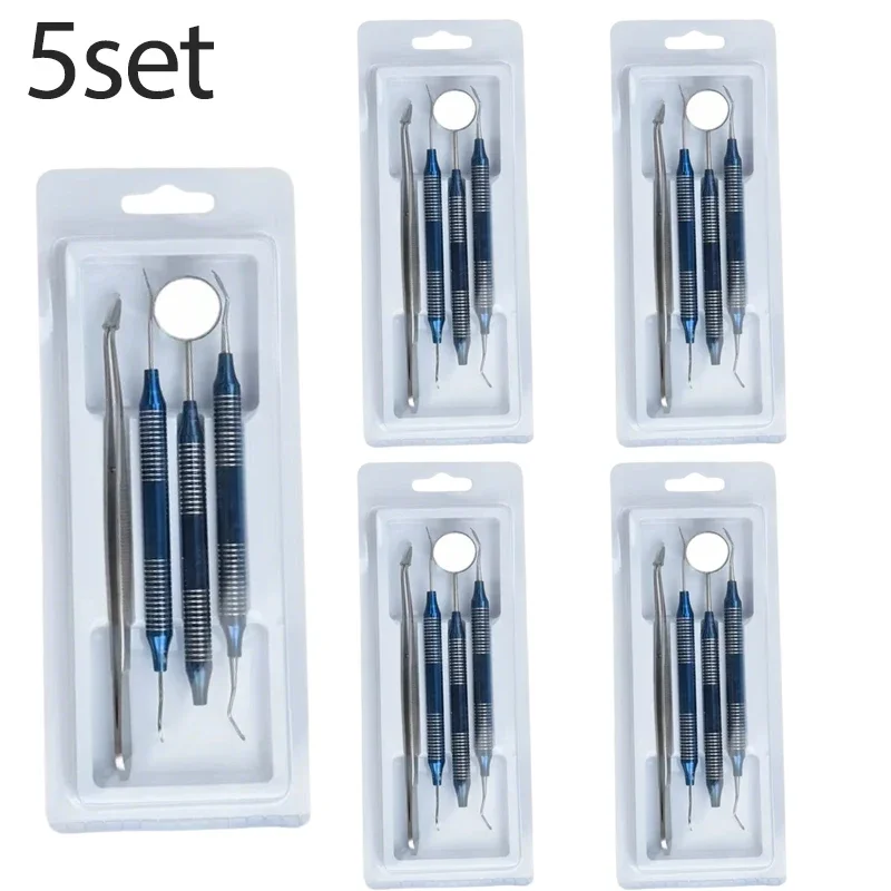 5set Dental Hygiene Tool Kit Instruments Dentist Tartar Scraper Scaler Calculus Plaque Remover Teeth Cleaning Oral Care Tool