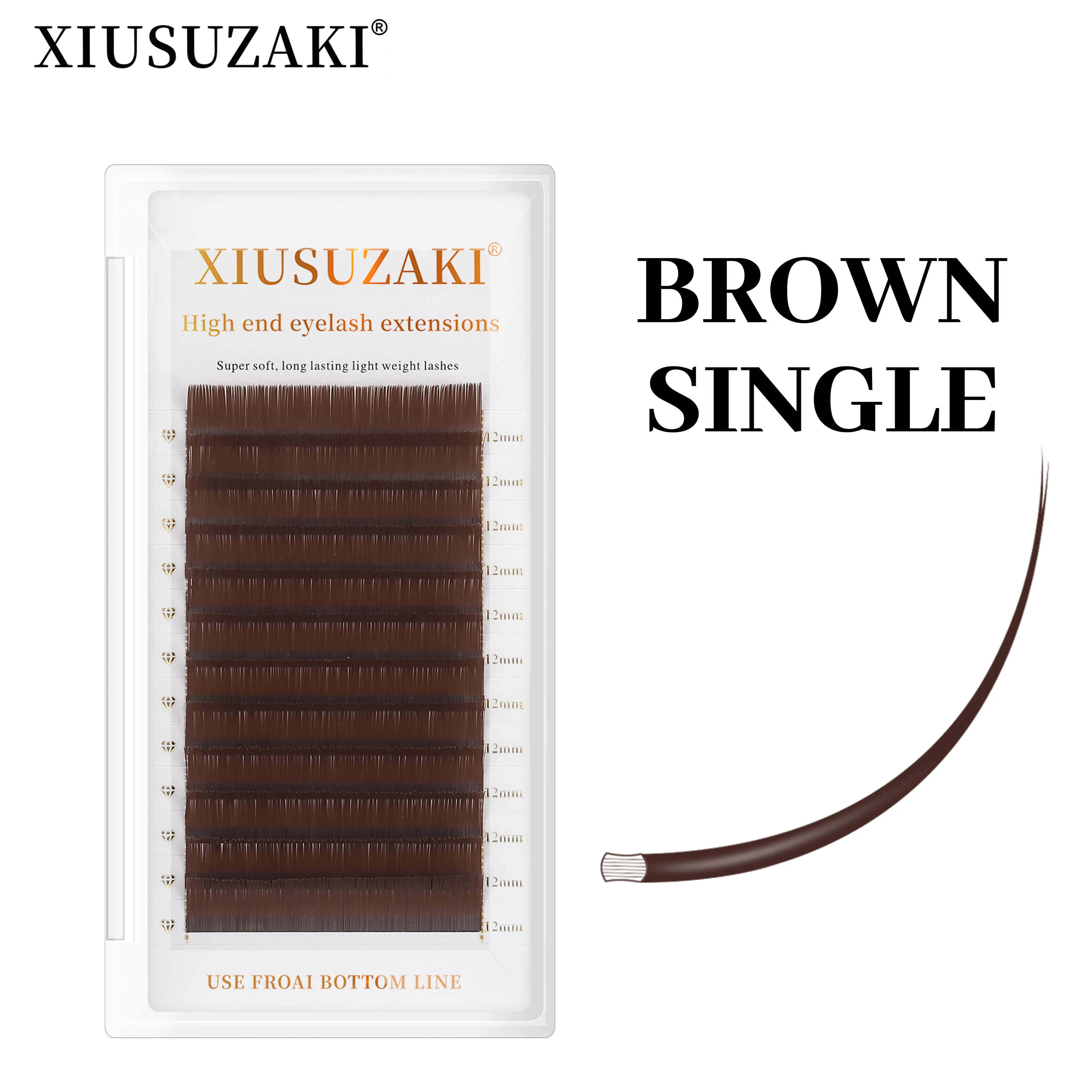 XIUSUZAKI Brown Grey Flat Eyelashes Extensions Split Tips Classic Individual Ellipse Flat Lashes Extensions Supplies Shop