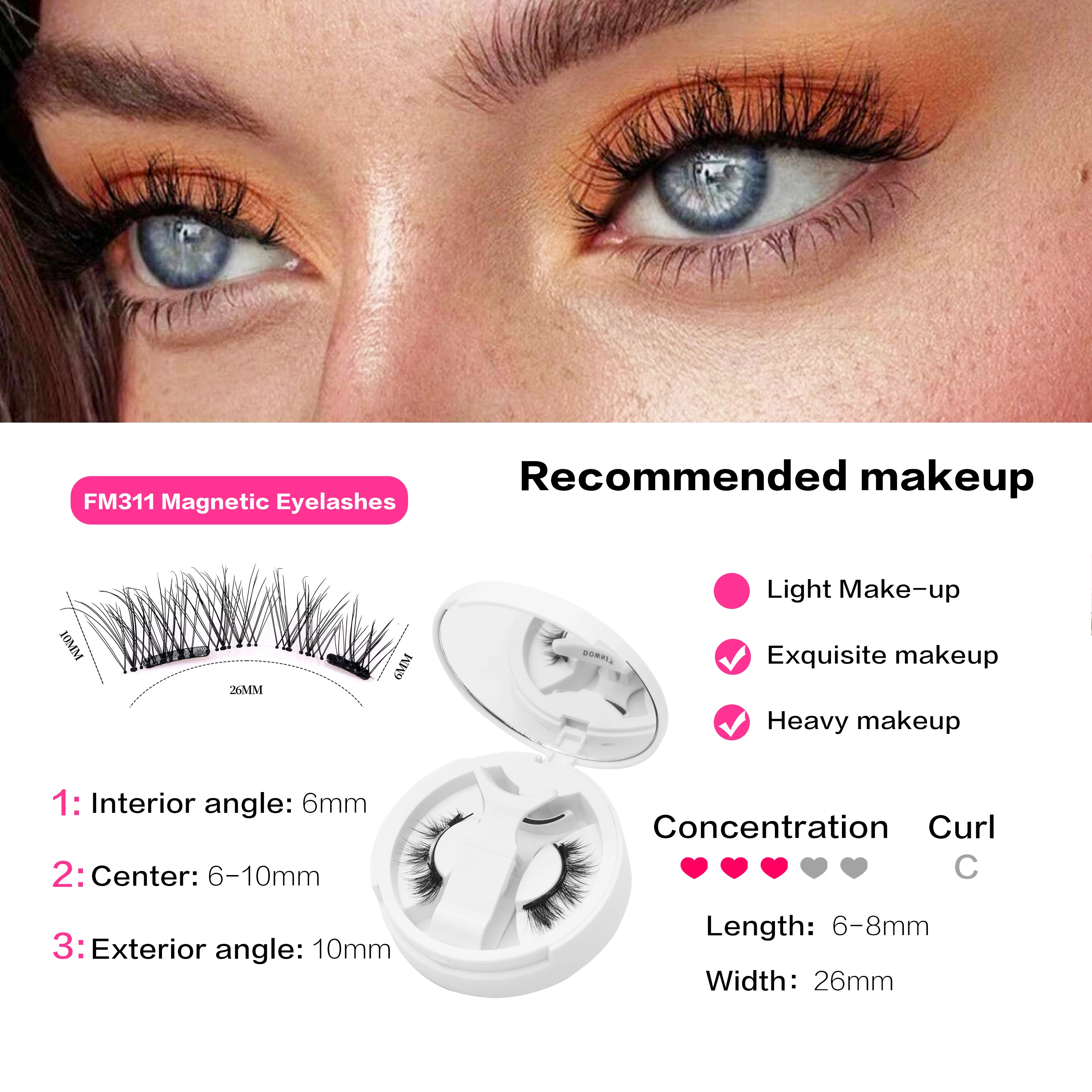 Findlove Top Quality 2pcs Magnetic Eyelash Extension No-glue Need DIY Lashes Strong Magnetic Force Can Reusable With Clip Kit