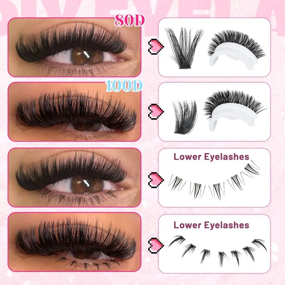 Natural Look False Eyelashes Bond and Seal Cluster Design DIY Lash Extension Kit Wispy Style 3D Faux Mink Lash