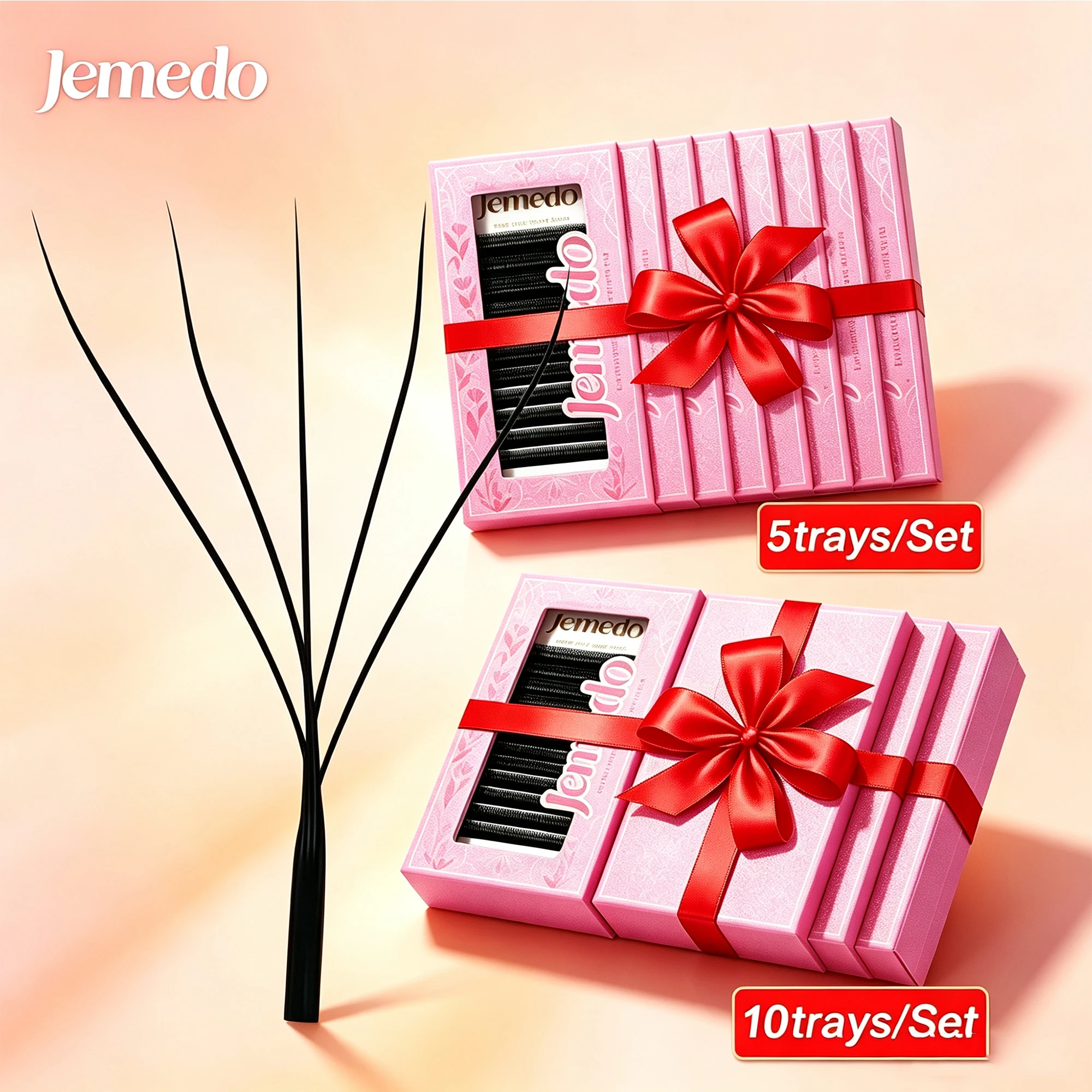 JEMEDO 5D/6D/7DW Lash Extensions 5&10Trays/Set 0.07mm Natural W-Shape Eyelash Extensions C/D/M(LU) Curl Lashes For Beauty Makeup
