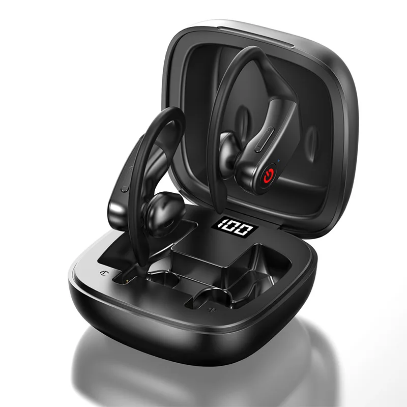 Wireless Bluetooth 5.0 Earphones Digital Display TWS Earplug Sports Running Earbuds Hifi Stereo Smart Button Control Earhook