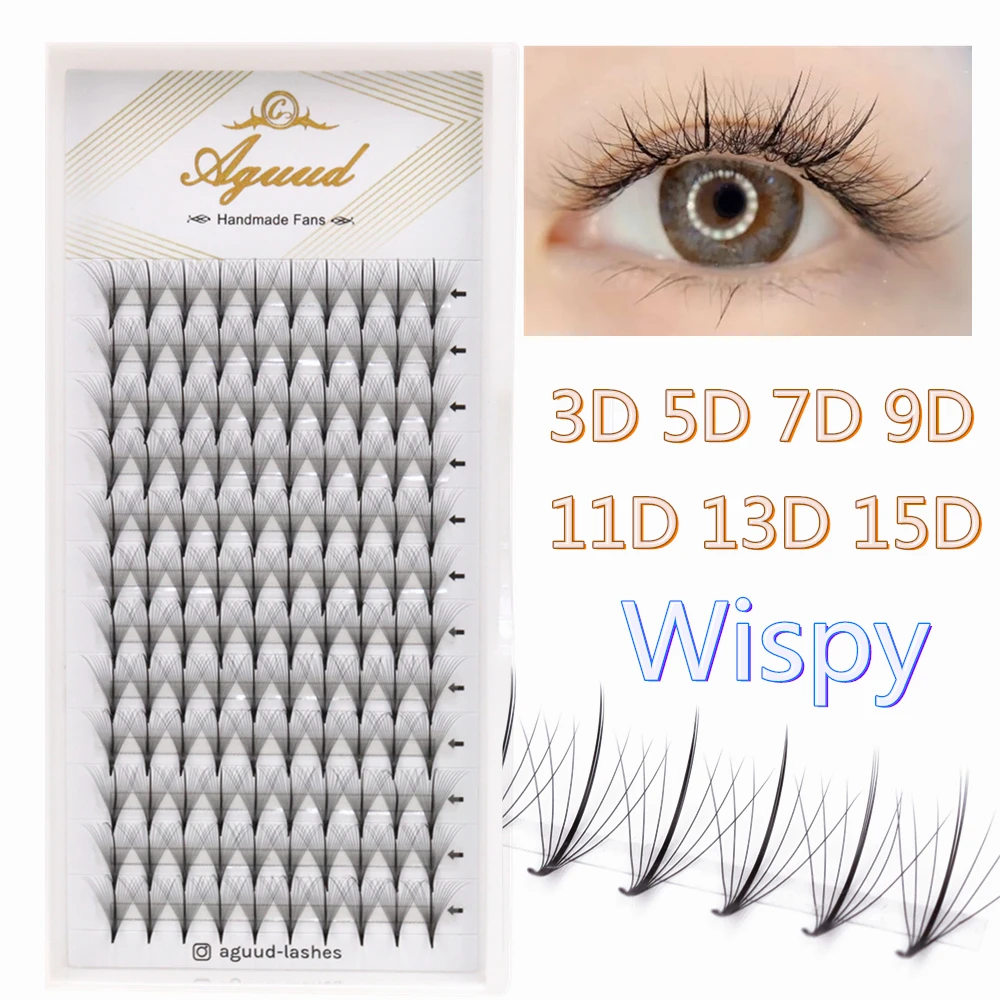 AGUUD Pointy Base Wispy Premade Fans 3D/5D/7D/15D Hybrid Russian Volume Faux Mink Eyelash Extensions Makeup