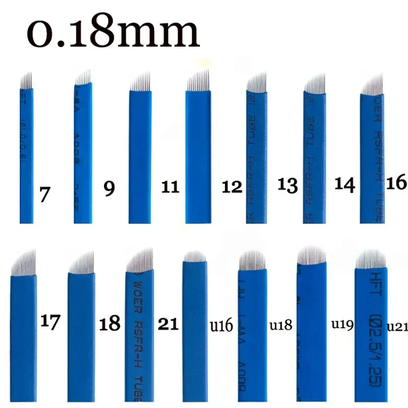20pcs Microblading 0.18mm Tebori Blades Needles Tattoo needles Permanent Makeup Needle 7 9 12 14 17 21 Manual Eyebrow Blades