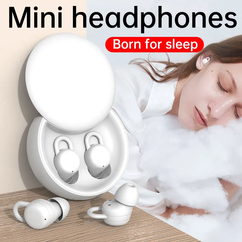 NEW Mini Sleeping Headphones Wireless Bluetooth Headset Invisible Earbuds Noise Reduction with Mic Earphone Sliding Cover Design