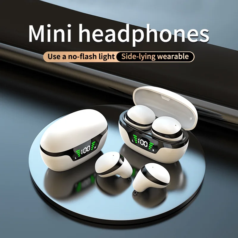 Mini Invisible Wireless Earphone TWS Bluetooth 5.3 Sleep Headphone Hidden Earbuds Waterproof Noise Reduction HiFi Sports Headset