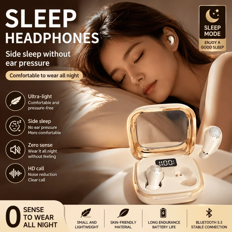 New Hot Mini Sleep Wireless Bluetooth Headphone TWS Headsets With Mic Stereo Sport In-ear Earphone Long Standby Call Earbud Game