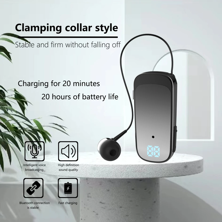 K65 20 Hours Work Time Mini Wireless Bluetooth Headset handsfree Call Remind Vibration Sport Clip Driver Earphone F920 K55 F580
