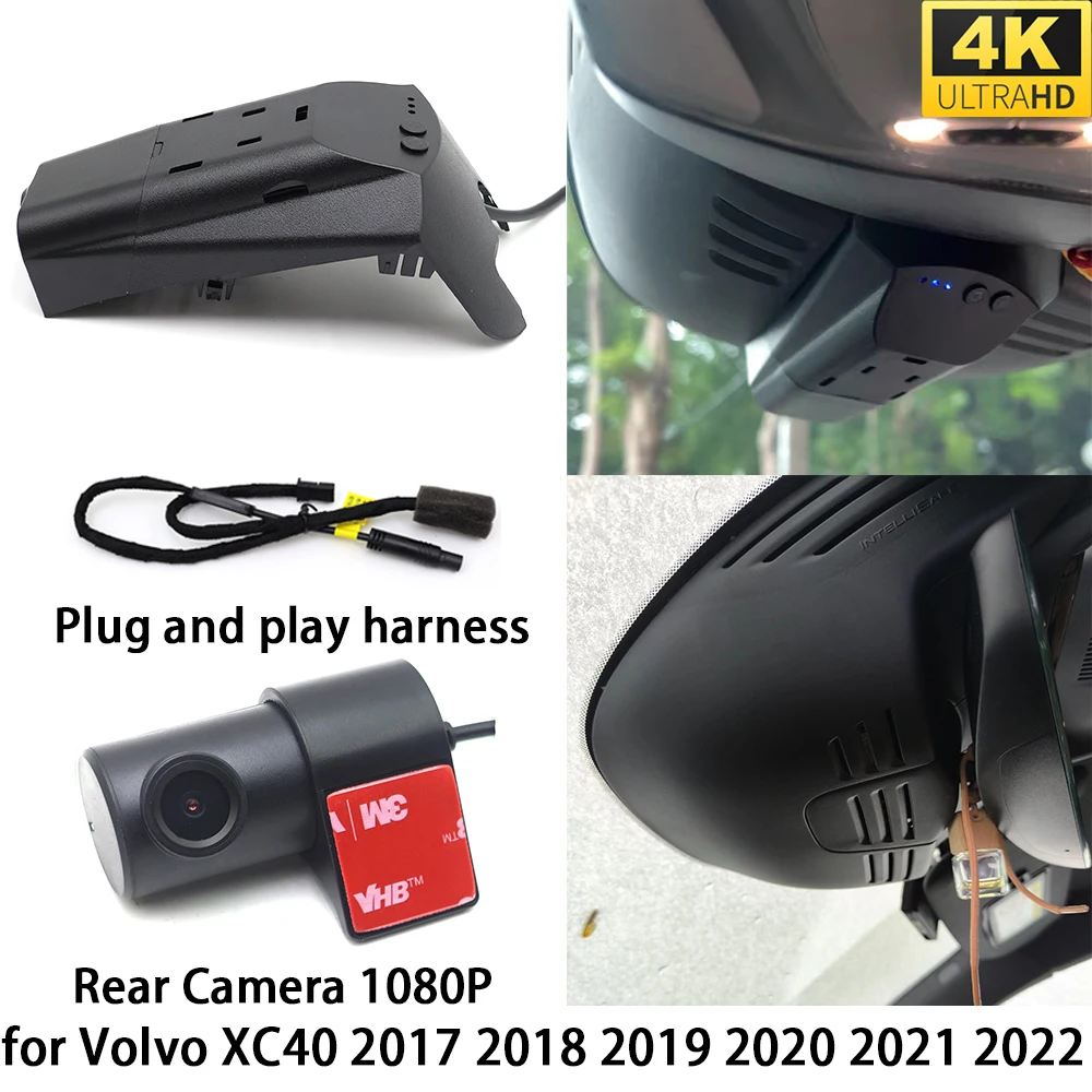 for Volvo XC40 2017 2018 2019 2020 2021 2022 DVR Dash Cam OEM Front Rear Camera Video Recorder Wifi Loop Recording Night Vision