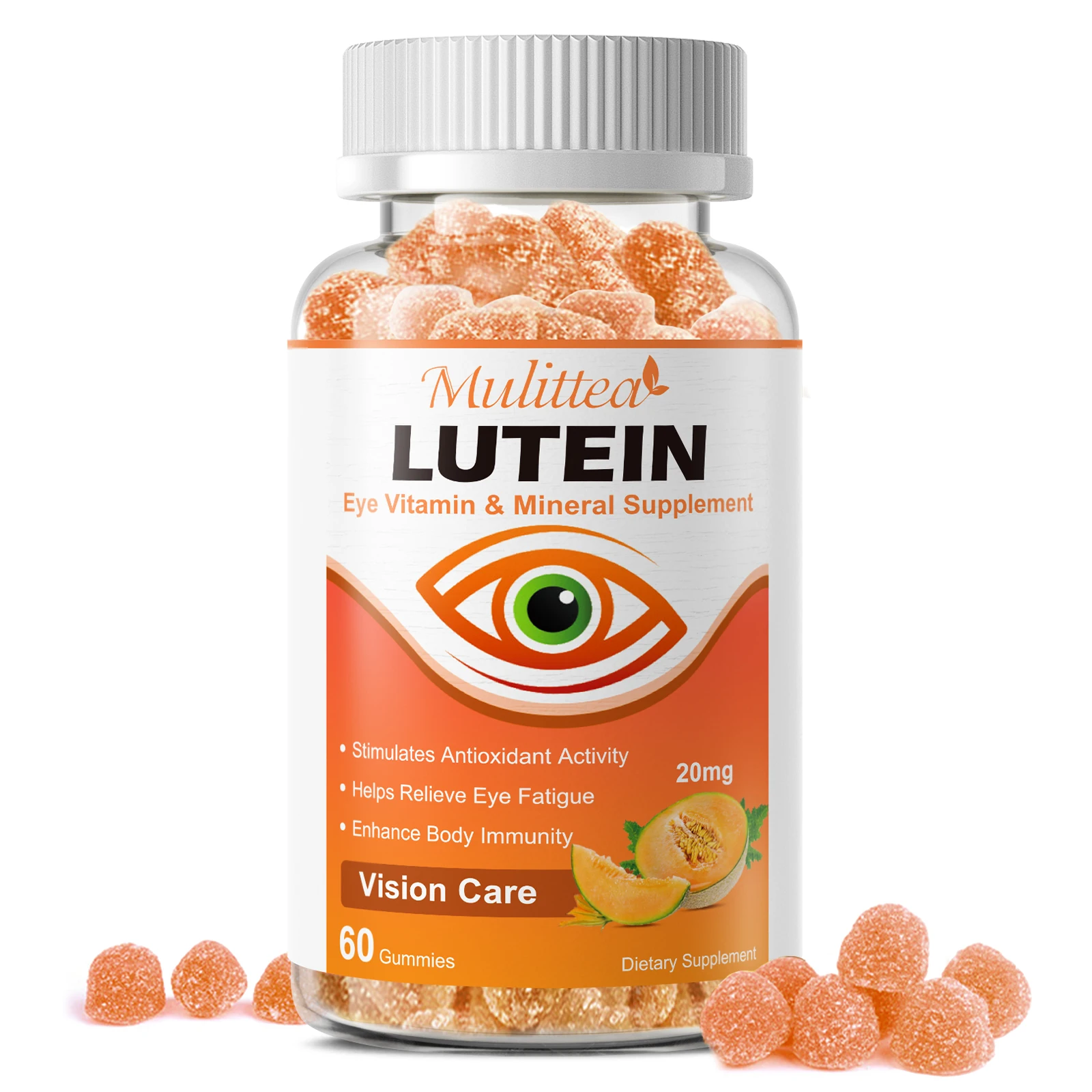 Mulittea 20mg Lutein Gummies For Kids & Adults Vision Care Blue Light Protection & Relieve Eye Fatigue