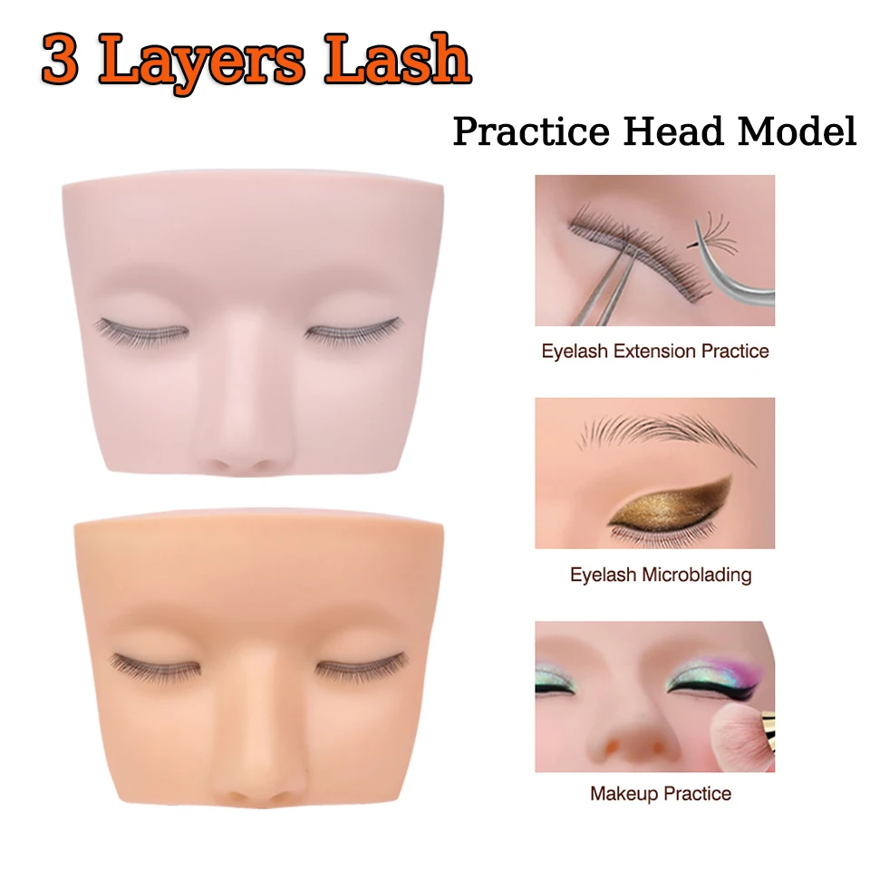3 Layers Lashes Mannequin Head For Practice Lash Makeup Tool Extensions Eyelashes Grafting Practice Tools Makeup Training Model