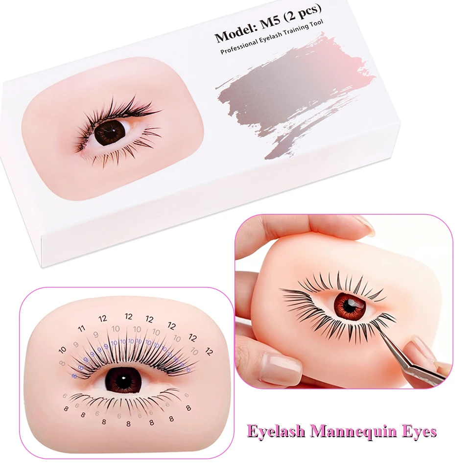 3 Layers Lashes Eyes Model Eyelash Extension Training Reusable Mannequin Eyes Doll Face Head Simulated Silicone Eye Makeup Tool