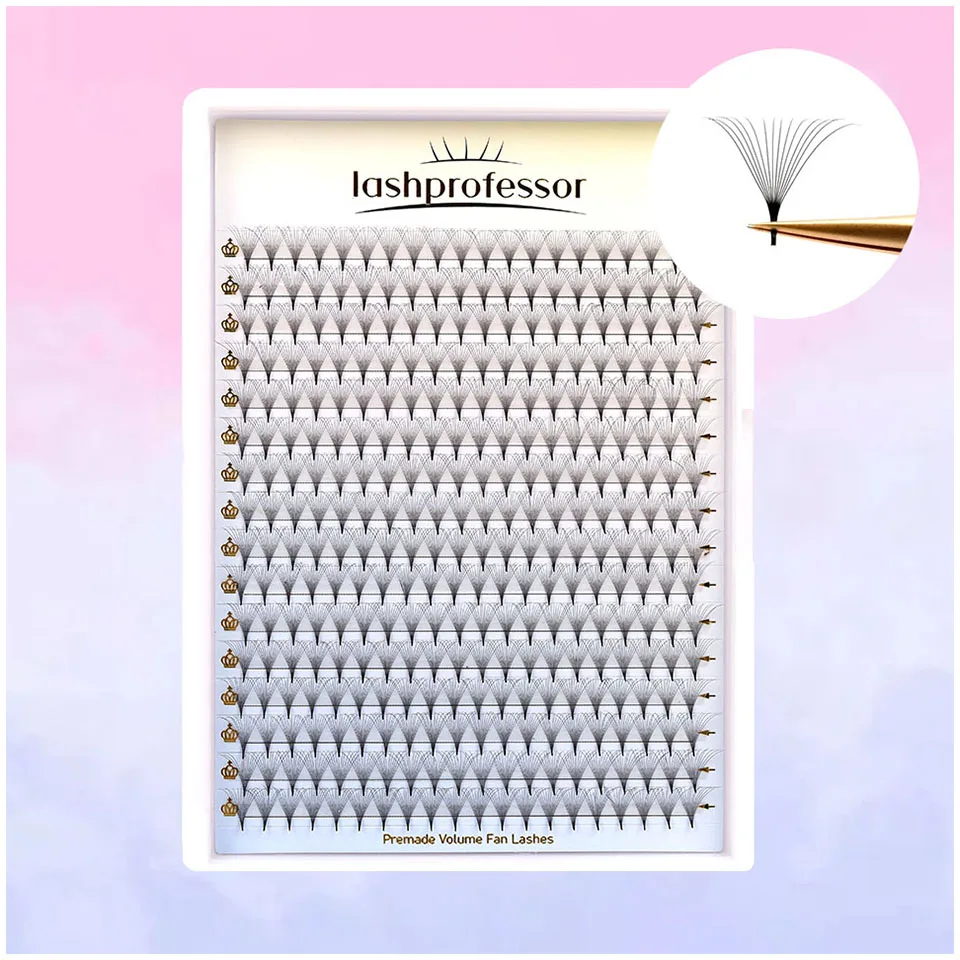 Lashprofessor 8-15mm Premade Volume Fans 3D/6D/8D/14D Sharp Narrow Base Lash Promade Russian Pointy Stem Eyelash Extension Cilia