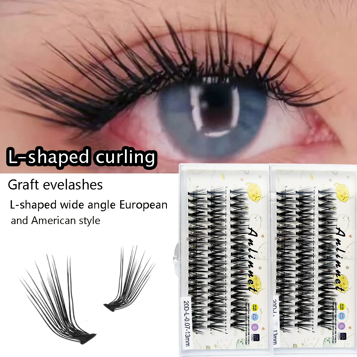 20D L Curl Cluster Eyelash Extensions Natural Soft Individual Lashes Makeup Tools Cilias Volume Premade Fans