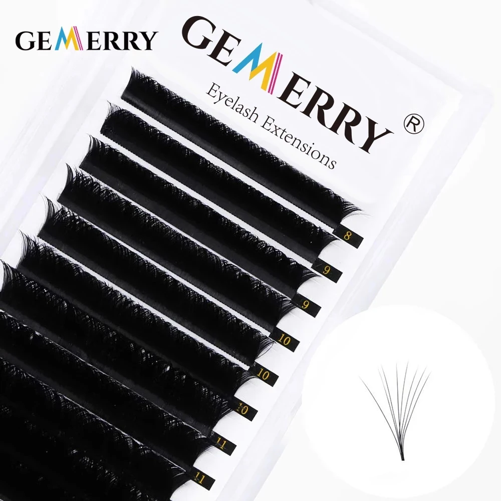 GEMERRY Easy Fan Volume Lashes for Eyalash Extension Fast Fanning Flowering Self-Making Auto Blooming False Eyelashes 12 Rows