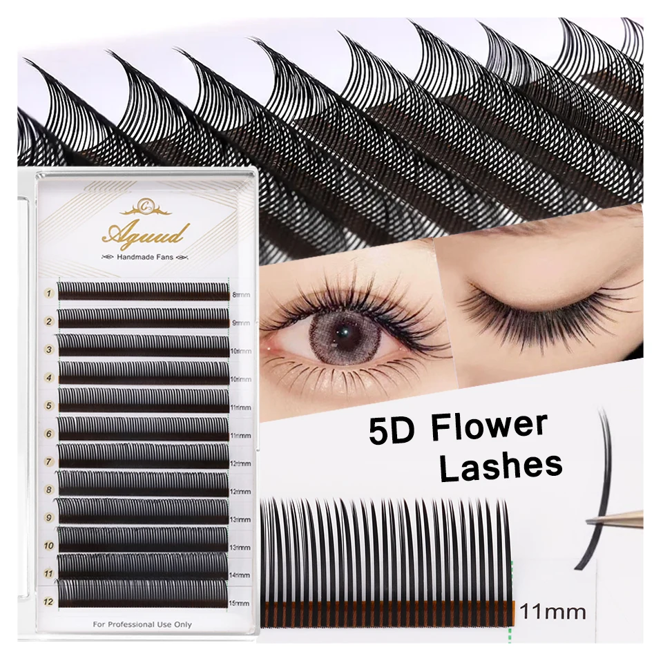 AGUUD 5D Flora Lashes Easy Fan Cashmere Eyelash Extension Premade Spikes Angel Volume Lash Premium 5D Flower Wet Lash Extensions