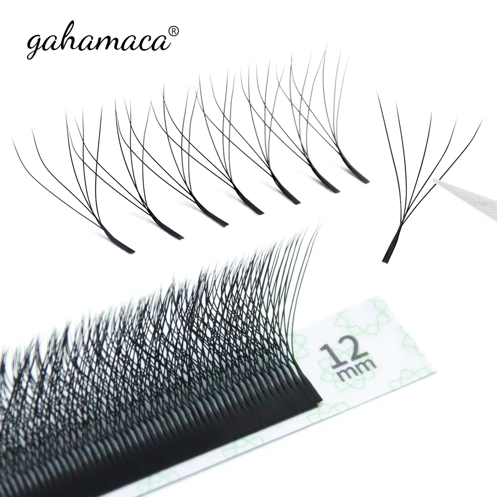 GAHAMACA W-Shape Eyelash Extensions 3D/4D/5D Premade Volume Fans W Style Natural Soft Eyelashes Easy Faning Faux Mink Lashes