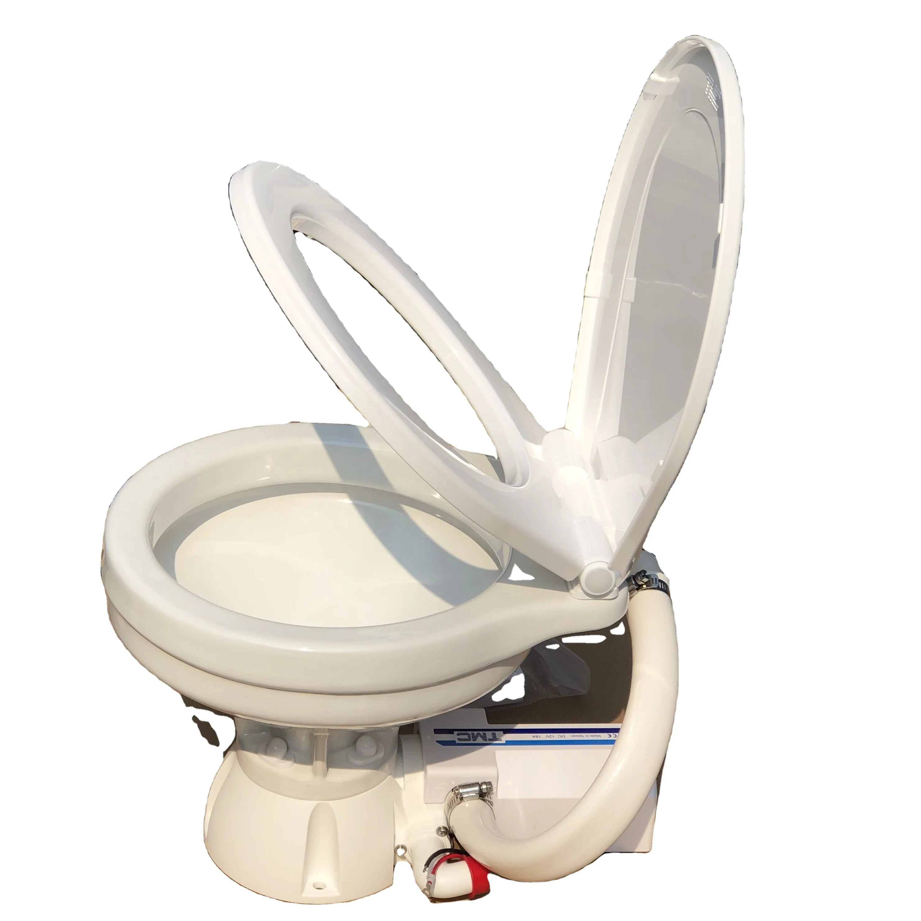 DC 12V Electric Marine Toilet 490x445x430mm Floor Mounted Boat Yacht RV Bathroom Replacement Unit Compact Cabin Head Water Inlet