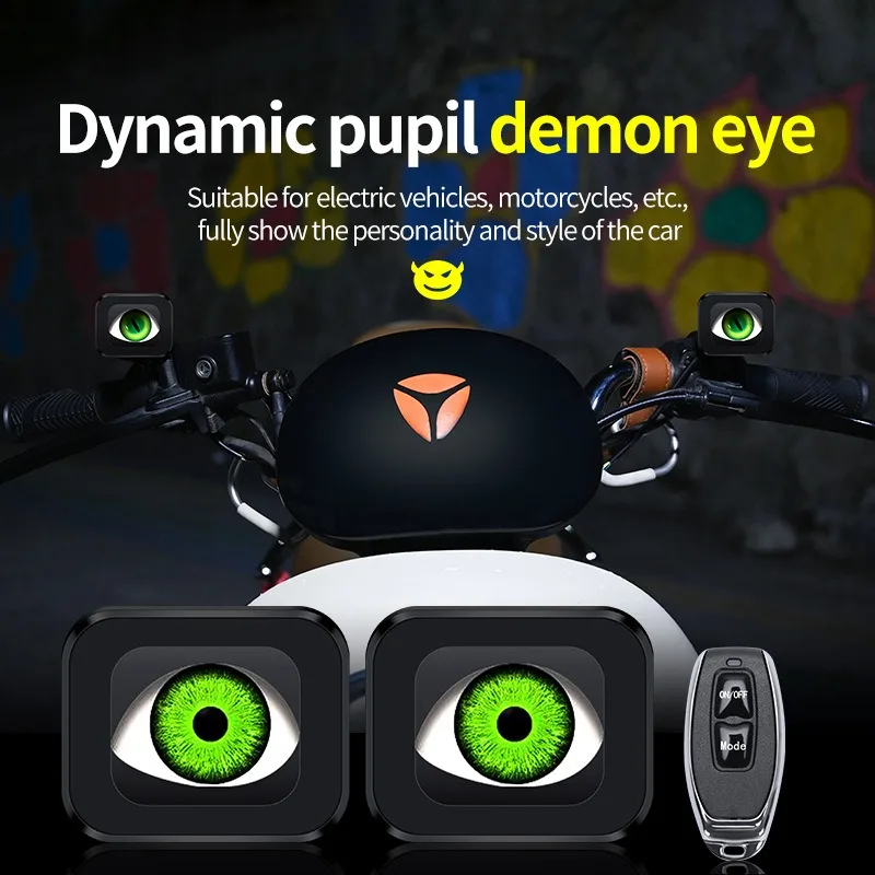 Dynamic electric tricycle motorcycle LED rearview mirror modification devil eye winking light 12V  Car Headlight Accessories