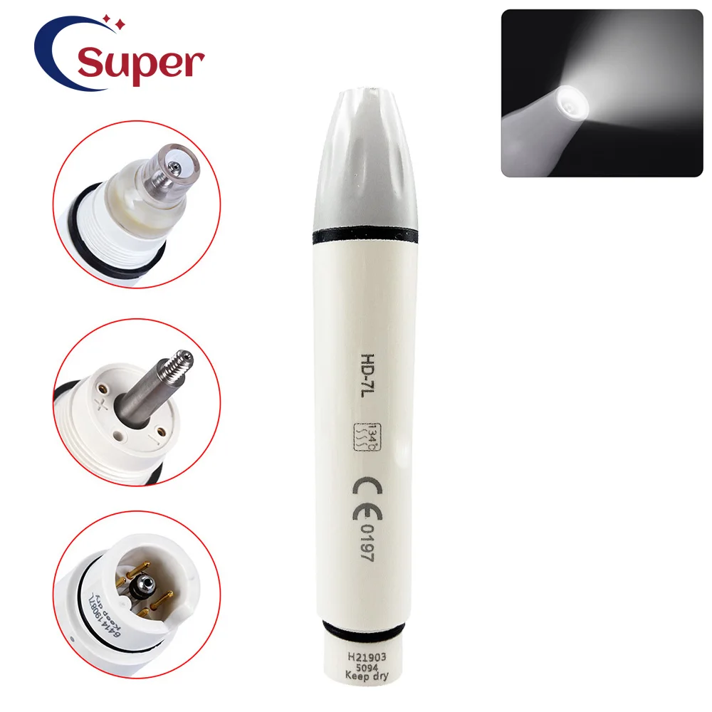Dental Ultrasonic Scalers with led light HD-7L Handpiece fit D*E S*telec Tips Tube Detachable teeth whitening tools