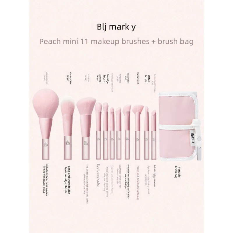 BLJ Mark Mini Makeup Brush Set, Complete Portable Blush Concealer Powder Brush