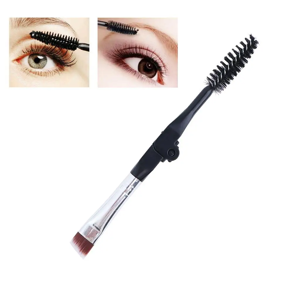 Girls Portable Grooming Tool Makeup Brush Duo Angled Eyebrow Brush Foldable Eyebrow Brush Mascara Applicator Spoolie Brush