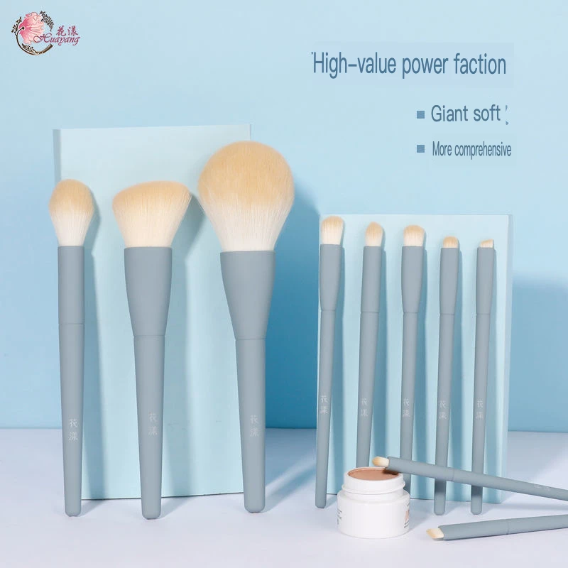 Flower Rainbow 10-Piece Makeup Brush Set Soft Bristles Portable Eyeshadow Brush with Eye Strap Storage Blush Brush Included