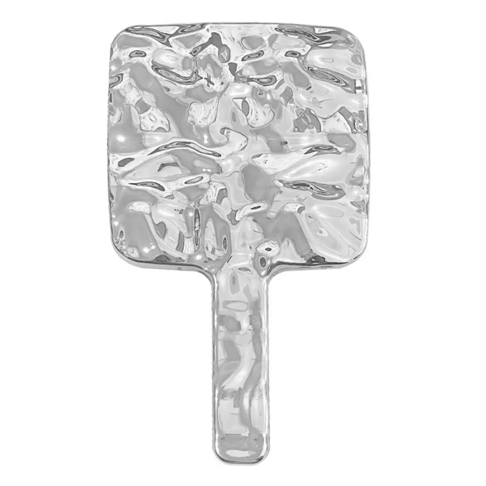 Portable High Definition Handheld Mirror Silver Liquid Shape Makeup Mirror Square Ins Vanity Mirror Makeup Tools