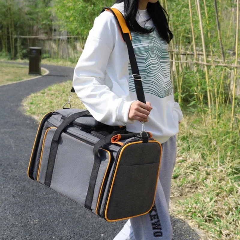 Foldable Cat Bag Large Capacity Cat Carriers Outdoor Expansion Pet Handbag Portable Breathable Diagonal Cross Bag for Cats/Dogs