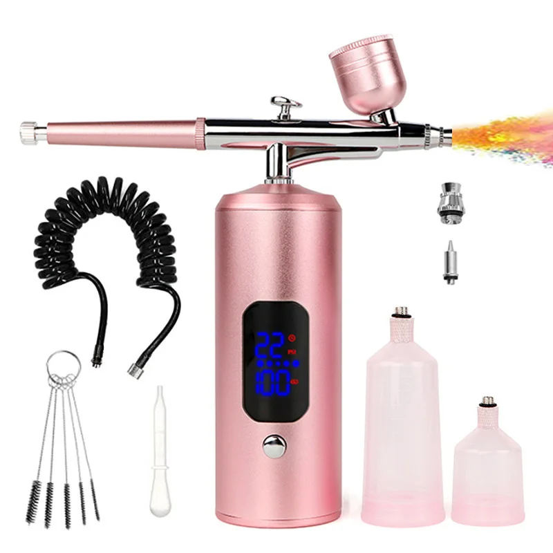 Multi-function Beauty Airbrush Gun LED Display Cordless Color Ink-Jet Painting Handheld Nano Home Oxygen Injection Instrument