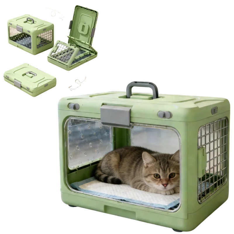 Portable Foldable Pet Carrier Breathable Travel Crate Lightweight Handheld Transport Box for Cats Small Pets Car Use Outdoor